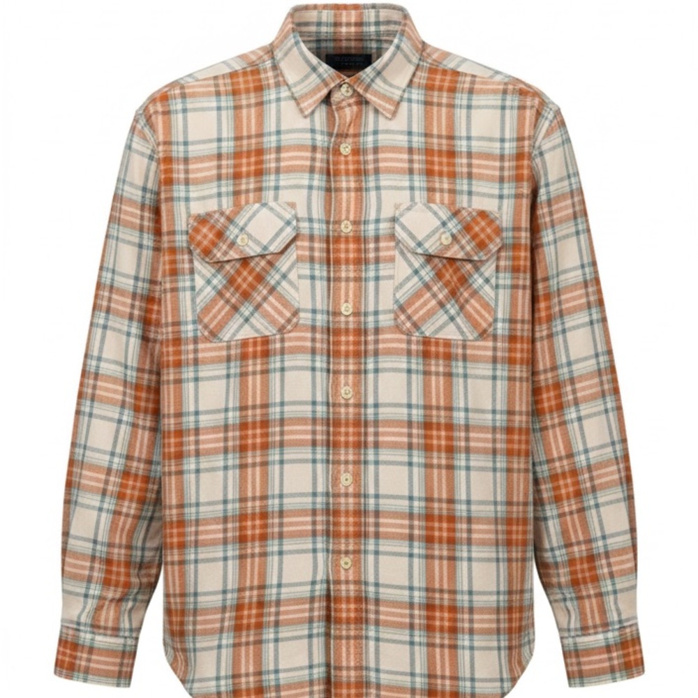 Pendleton Button Down Shirt | 100% Cotton | Orange and Teal